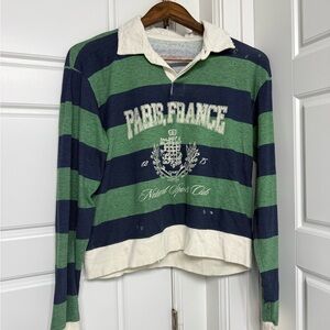 Green and Blue Striped Rugby Shirt